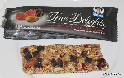 Quaker True Delights - Dark Chocolate Raspberry Almond Bar - Photo by Taste As You Go