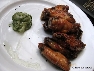 Sweet Chili Glaze Wings with Namasu Pickles at West 3rd Common in New York, NY - Photo by Taste As You Go