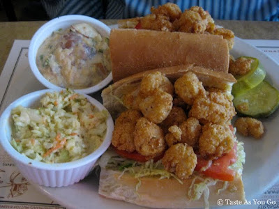 Fried Shrimp Po' Boy at Virgil's Real Barbecue in New York, NY - Photo by Taste As You Go