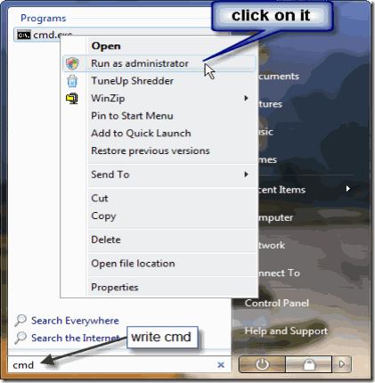 open cmd as administrator