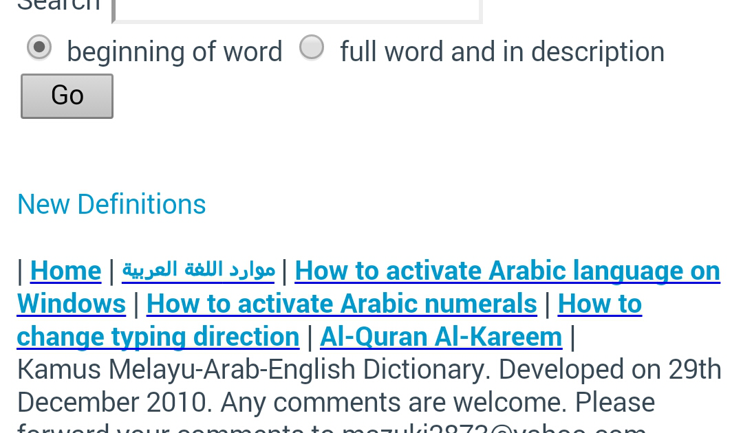 Lengkap kamus  terjemahan  bahasa arab ke melayu Full dengan 