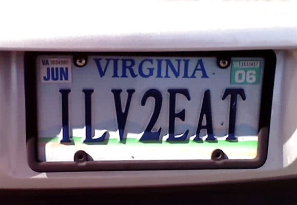 I lv 2 eat license plate