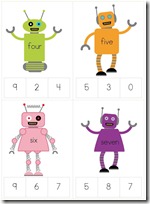 Robot Preschool Pack Part 1 numbers