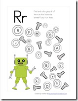 Robot Preschool Pack Part 2 letter find