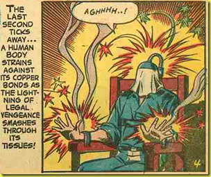 A rare back issue comic book page showing an electric chair execution cartoon