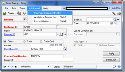 Mohammad R. Daoud: Post Dated Checks in Dynamics GP