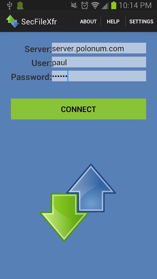 Android application SecFileXfr screenshort