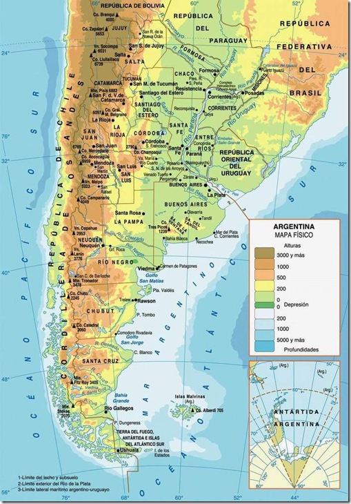 a mapa fisico Argentina