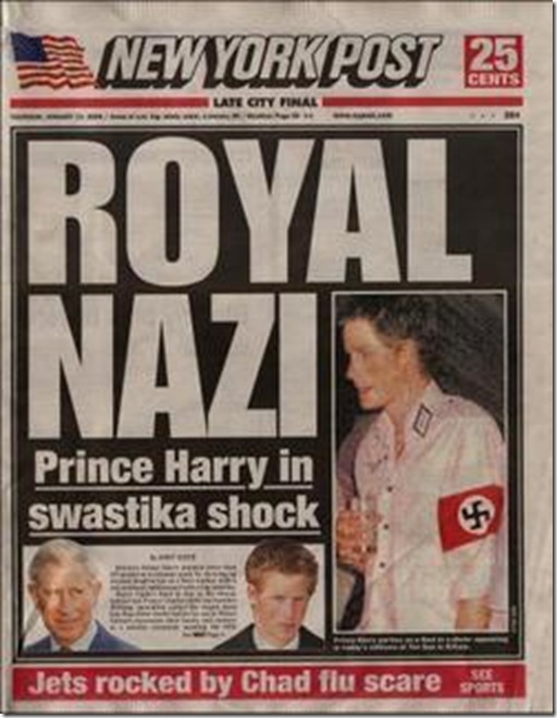 a Principe Harry de Inglaterra con esvastica