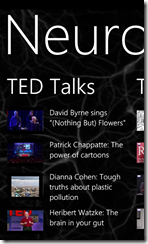 Neurons TED Talks for Windows Phone 7 (click to enlarge).1