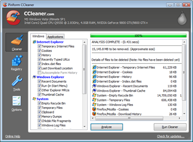 CCleaner - Pembersih sampah di Windows