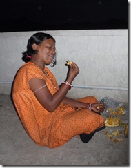 Sushila eating Jackfruit