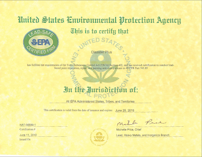Disaster Plus earns EPA Standard for Lead Certified Firm