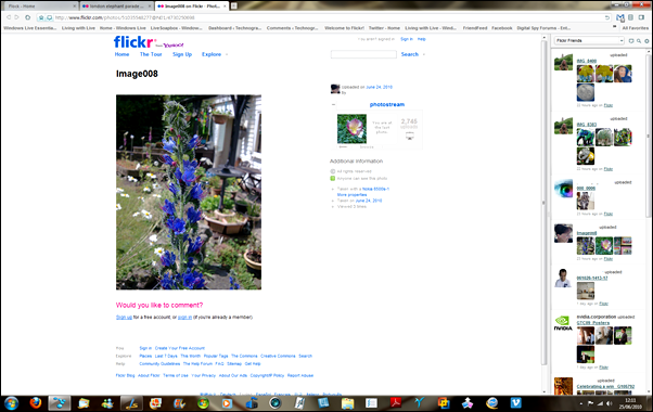 Flickr updates in Flock sidebar