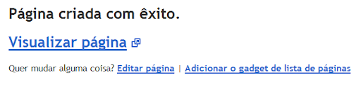 Página estática criada com êxito
