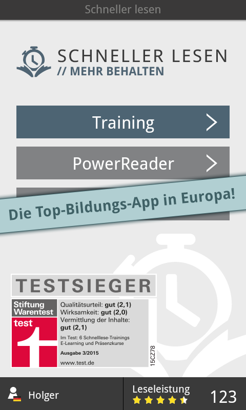 Android application Reading Trainer screenshort