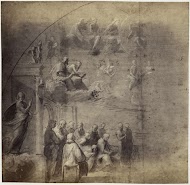 Fotoreproductie van een tekening van Rafaël, studie voor het Dispuut over het Heilige Sacrament