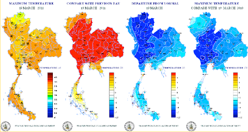 Thailand Temperaturkarte