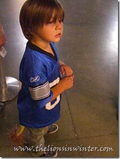 Little Lions fan, sad after the loss to the Jets.