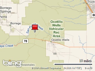 APPROXIMATE LOCATION OF BORREGO SPRINGS SLOT CANYON