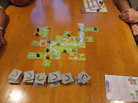 The Carcassonne tiles early in the game