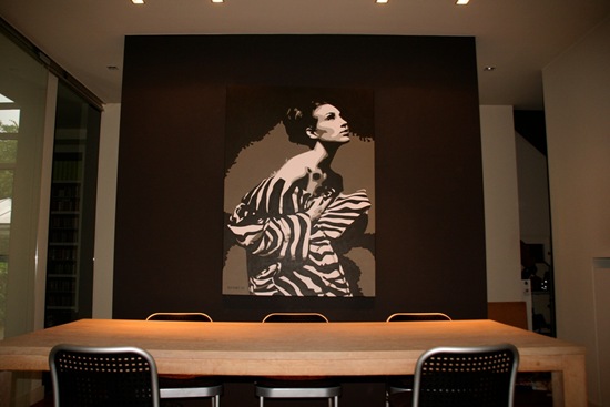 Zebra fashion girl in interior painting by Luc Vervoort