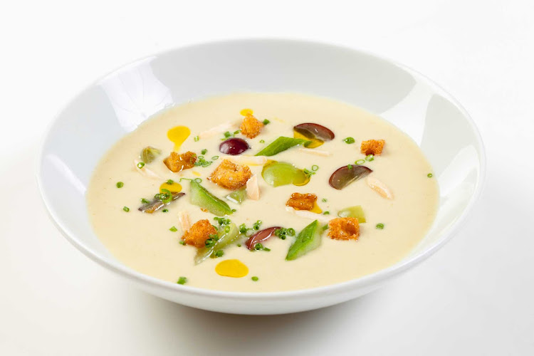 A soup prepared in Celebrity Cruises's Main Restaurant.