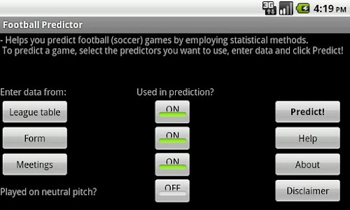 Android application Football Predictor screenshort