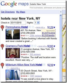 planos e preços de Hotéis no Google Maps.