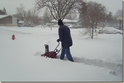 daddy clearing the driveway
