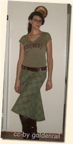 front green wool skirt