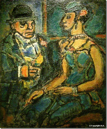 Circus Manager with a Circus Girl, George Rouault, 1941. Oil on canvas, Jacques and Natasha Gelman Collection (1998), Metropolitan Museum of Art, European Modern Paintings.