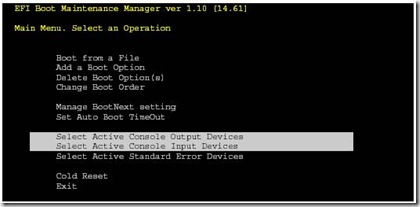 Knowledge Management IT for you: Unix OS HP-UX How to configure the Console  input/output devices on EFI Menu