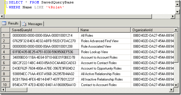 SQL Query for Role Lookup View