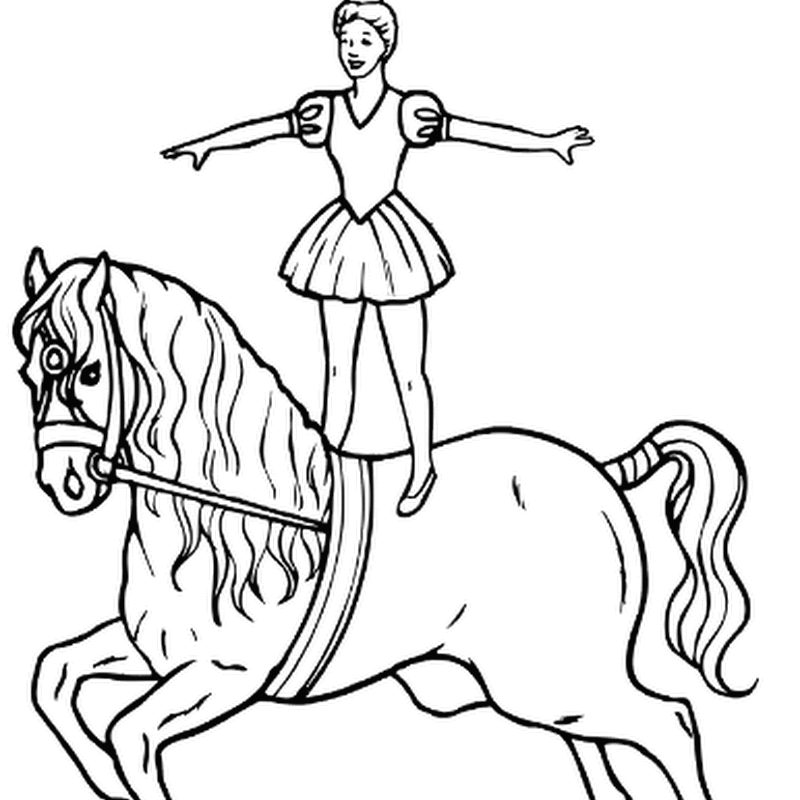 Dibujos para colorear caballos en el circo