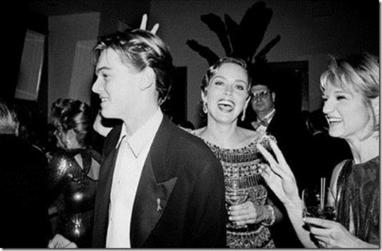 Leonardo DiCaprio, Sharon Stone & Ellen Barkin  at  Producer Steve Tisch &  Vanity Fair's Oscar Night Party,<br />Mortons,  Los Angeles. March 1994.  Film 94559/25<br /> <br />© Copyright Photograph by Dafydd Jones<br />66 Stockwell Park Rd. London SW9 0DA<br />Tel 0171 733 0108.  