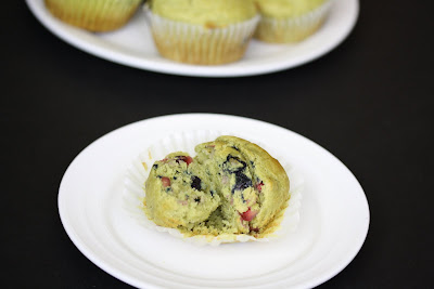 photo of a green tea muffin on a plate