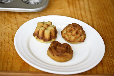 photo of three mini cakes on a plate