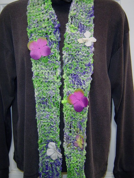 photo of Pansies Hand Knit Scarf