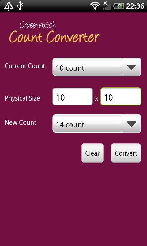 Cross-stitch Count Converter - screenshot