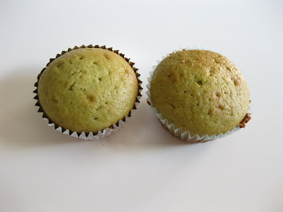 photo of two small matcha green tea yogurt cakes