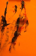 Black and Orange Paint at the Easel