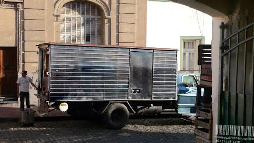 Silver Ice Delivery Truck in the Streets of Buenos Aires, Argentina