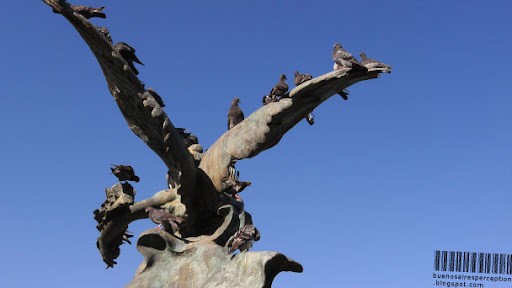 Pigeons Have Conquered a Bird Monument in the Parque del Centenario in Buenos Aires, Argentina
