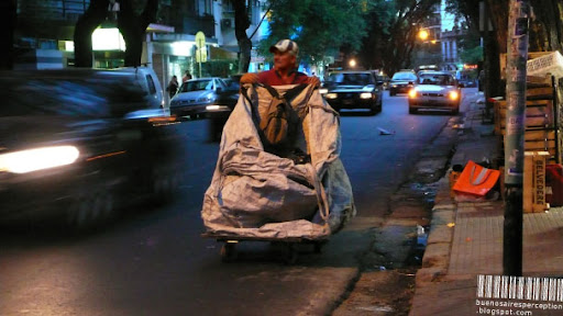 Cartonero, Waste Hauler Collecting Cardboard in Buenos Aires, Argentina