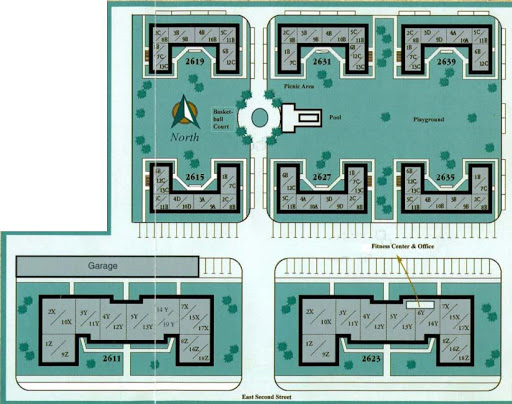 apartment complex layout. the complex layout.