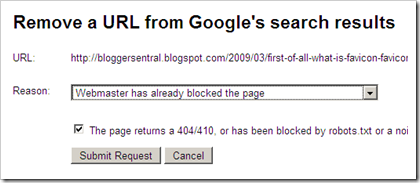 google remove url reason