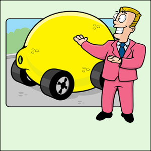Used car salesman offering a lemon