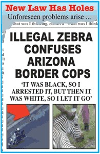 Illegal Zebra Confuses Arizona Cops -- 'It was black so I arrested it. But then it was white, so I let it go.'