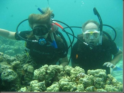 Emma and Steve swim on the ocean floor